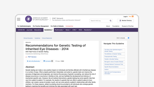 Recommendations for Genetic Testing of Inherited Eye Diseases – 2014 Preview